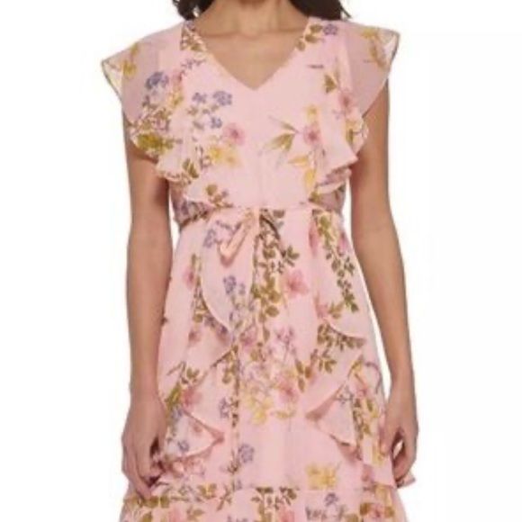 Tommy Hilfiger Pink Ruffled Wrap Sundress - Picture 2 of 7